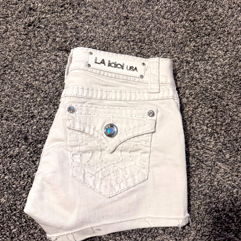 XS White LA Idol shorts
